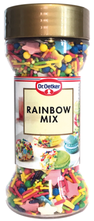 Picture - Dr. Oetker Rainbow Mix og 9-11 stk. Haribo regnbuebånd klippet i halve