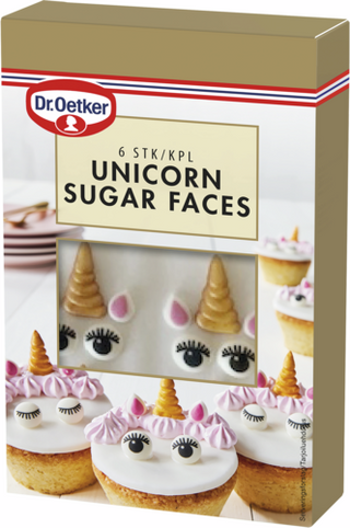Picture - Dr. Oetker Unicorn sugar faces -koristekuvioita