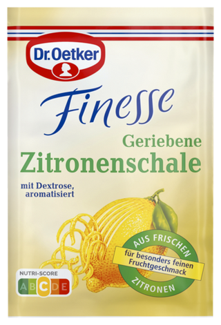 Picture - Dr. Oetker Finesse Geriebene Zitronenschale oder abgeriebene Schale von 1 Zitrone