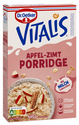 Picture - Dr. Oetker Vitalis Porridge Apfel-Zimt Großpackung