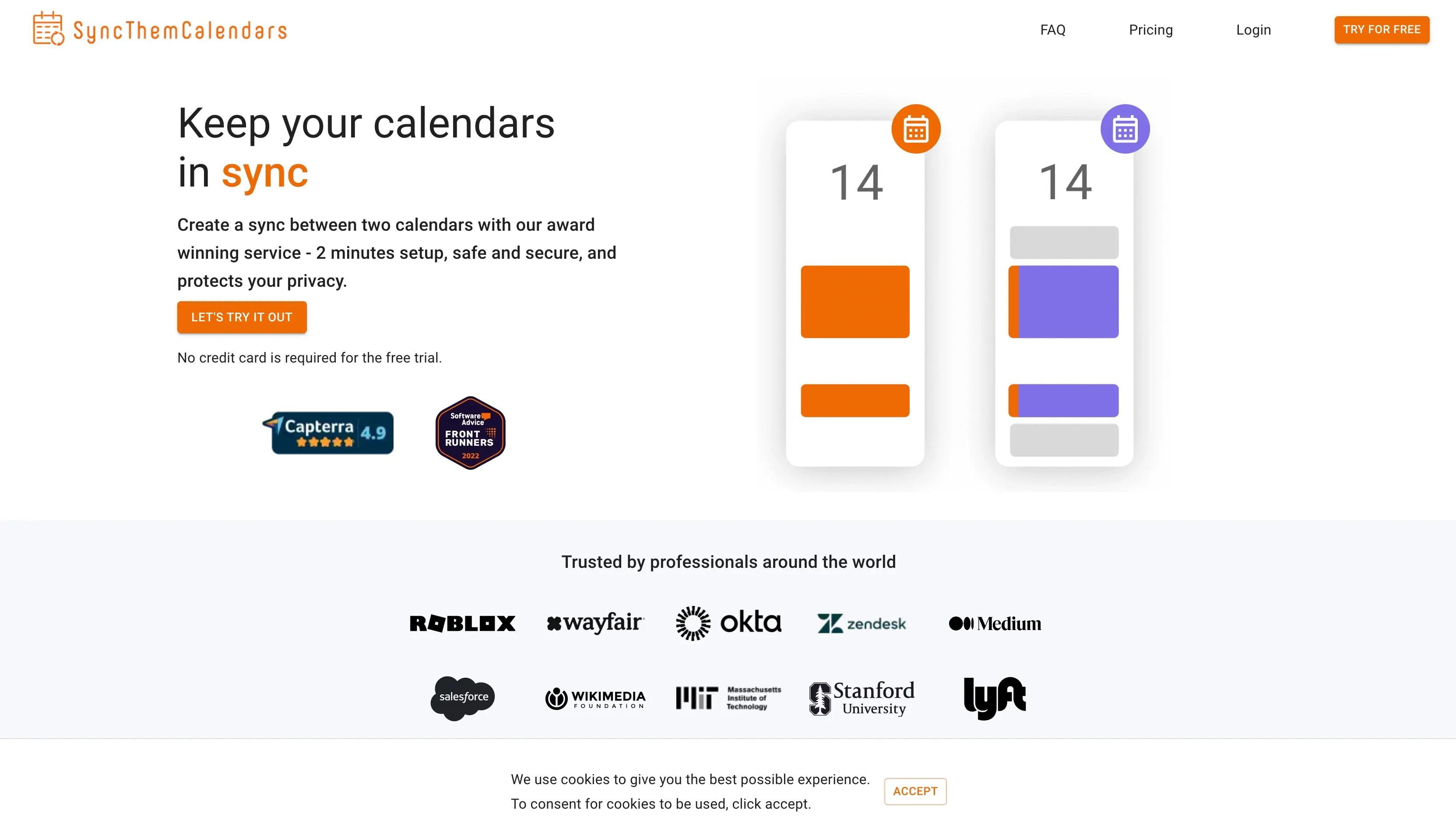 SyncThemCalendars Landing Page