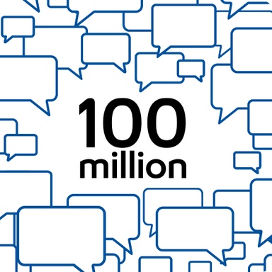 100 million surrounded by talk bubbles