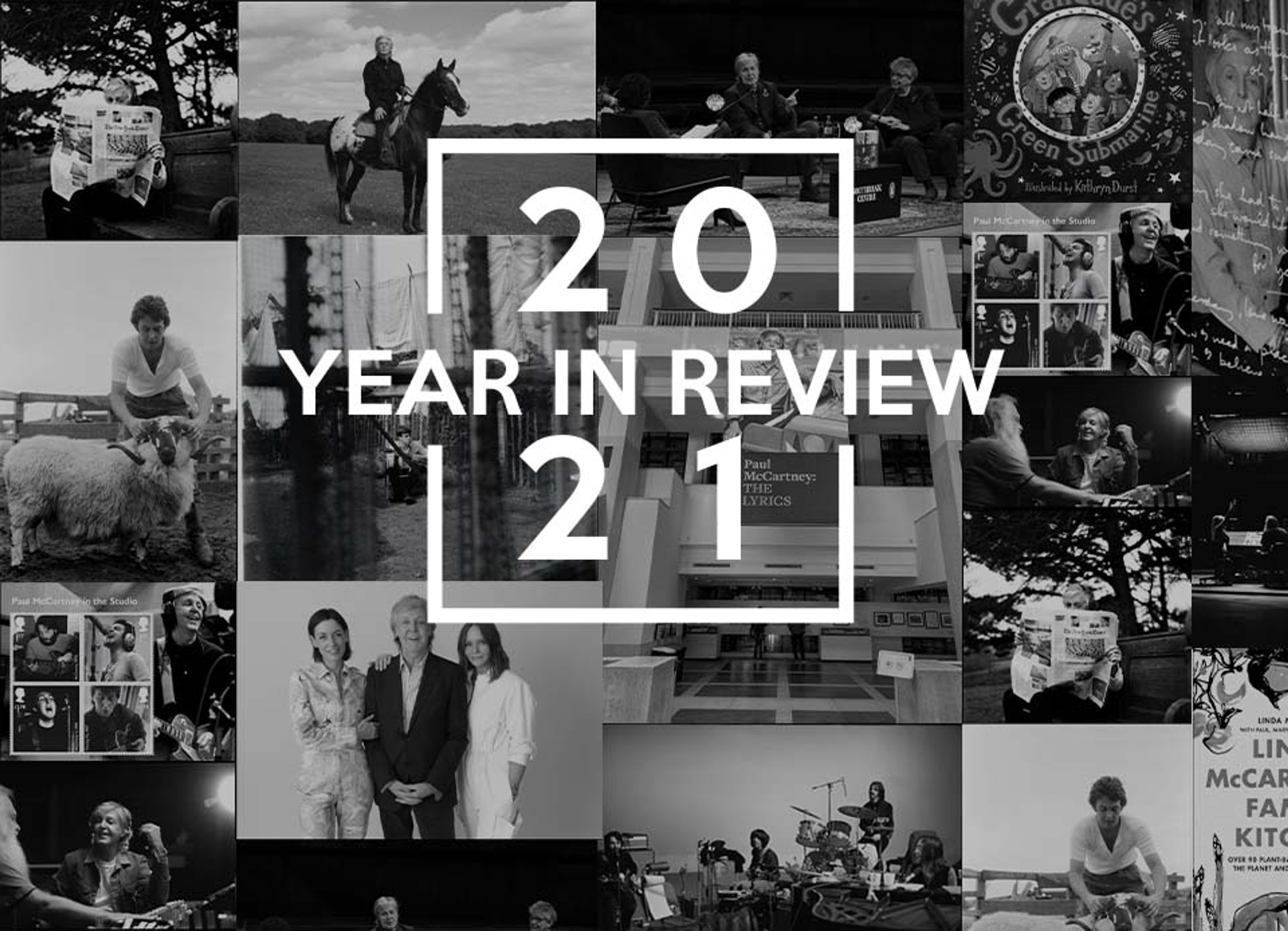 Graphic showing a selection of photos from the 2021 photographic collection and year in review logo.