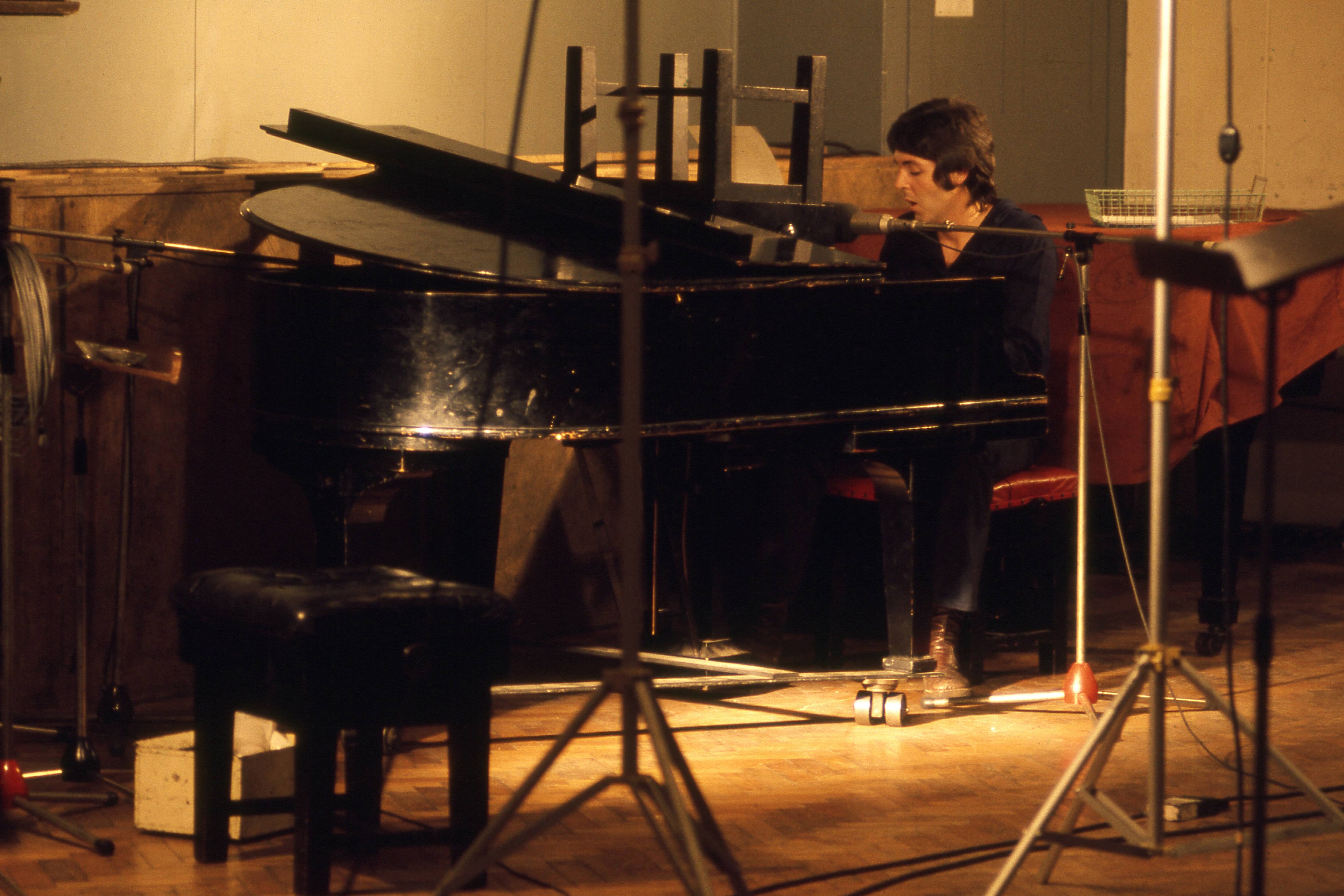 Paul recording 'One Hand Clapping' at Abbey Road Studios, 1974