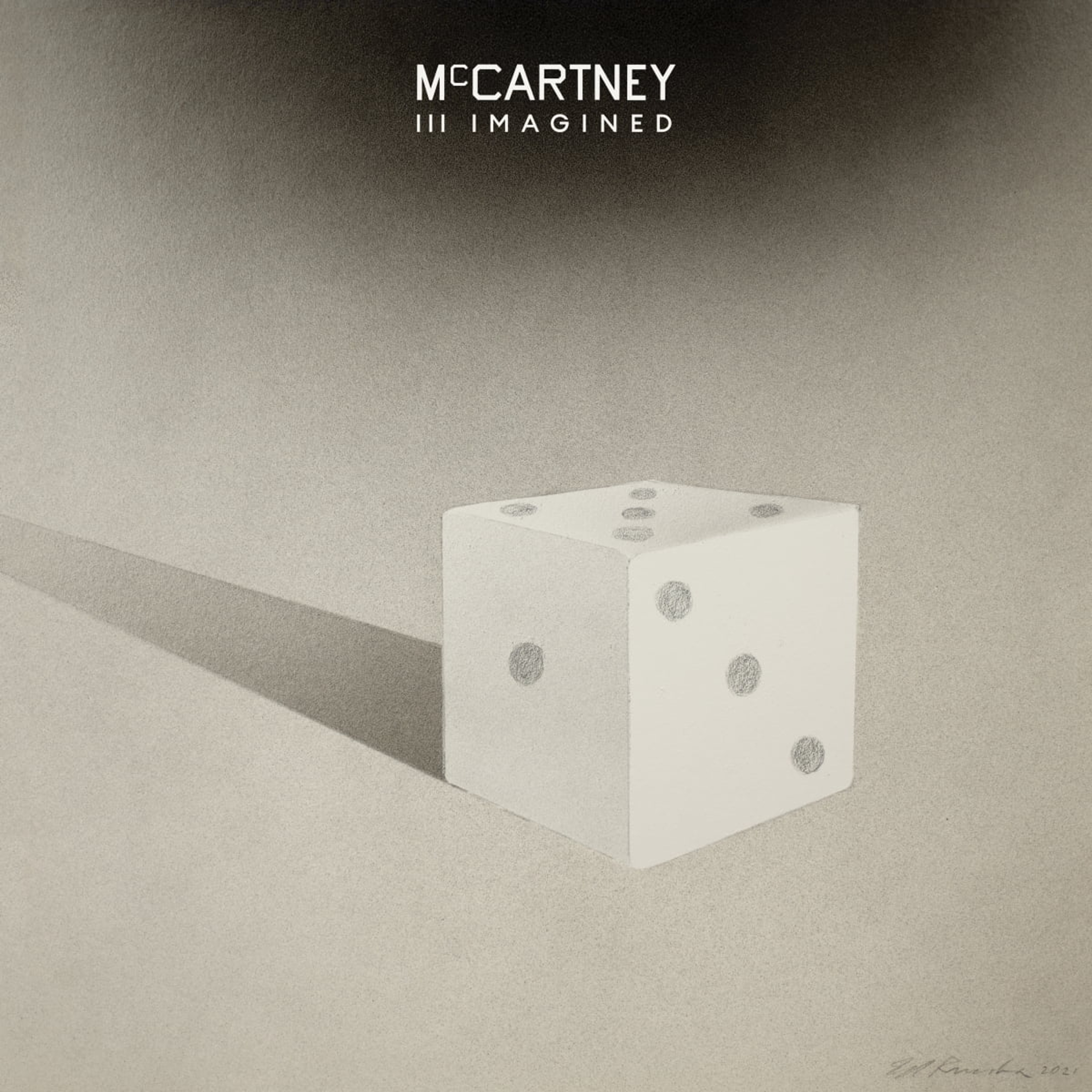 Image of McCartney III Imagined album cover featuring a dice designed by Ed Ruscha