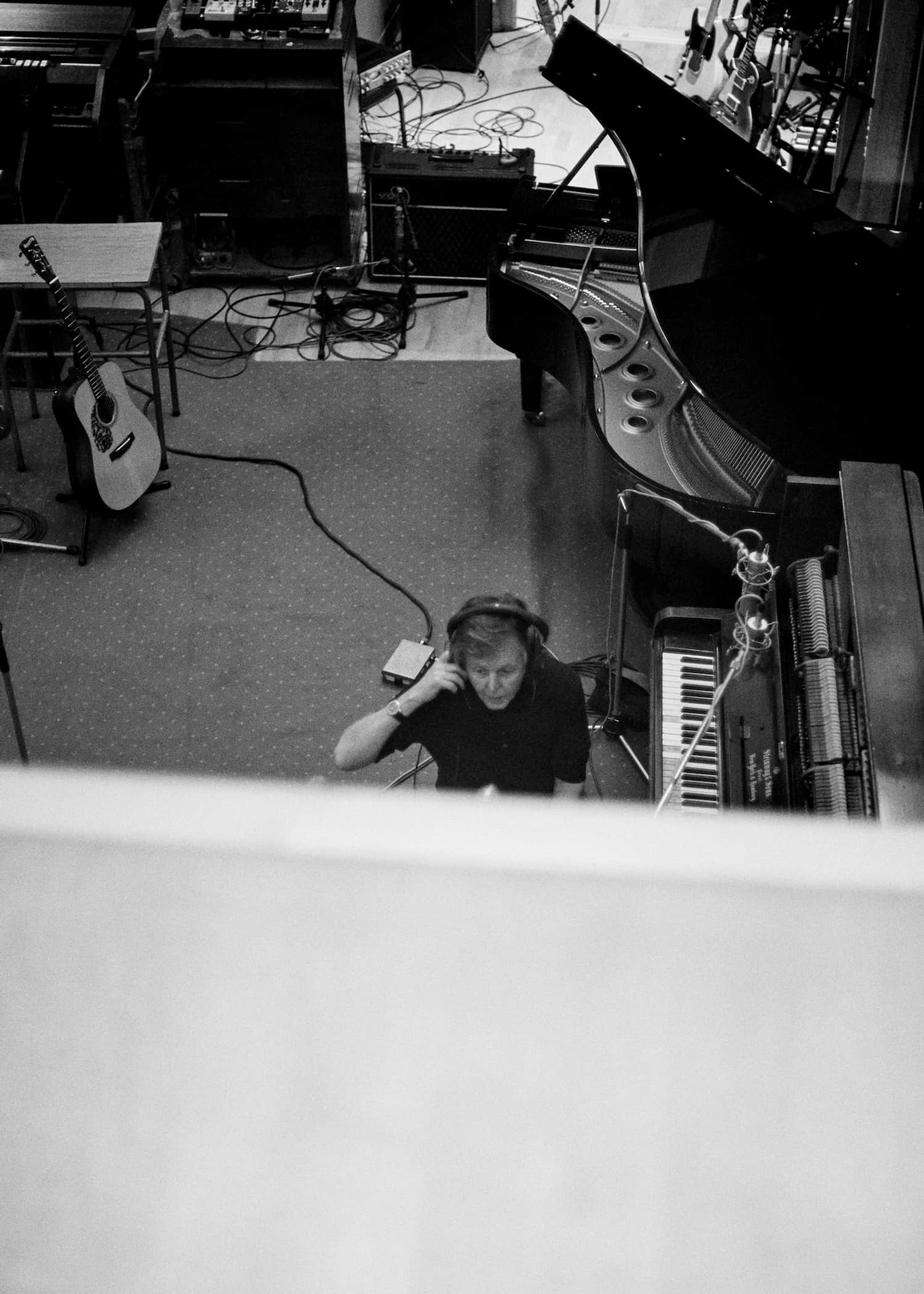 Photo of Paul at the Piano in Abbey Road recording 'Egypt Station' in 2017