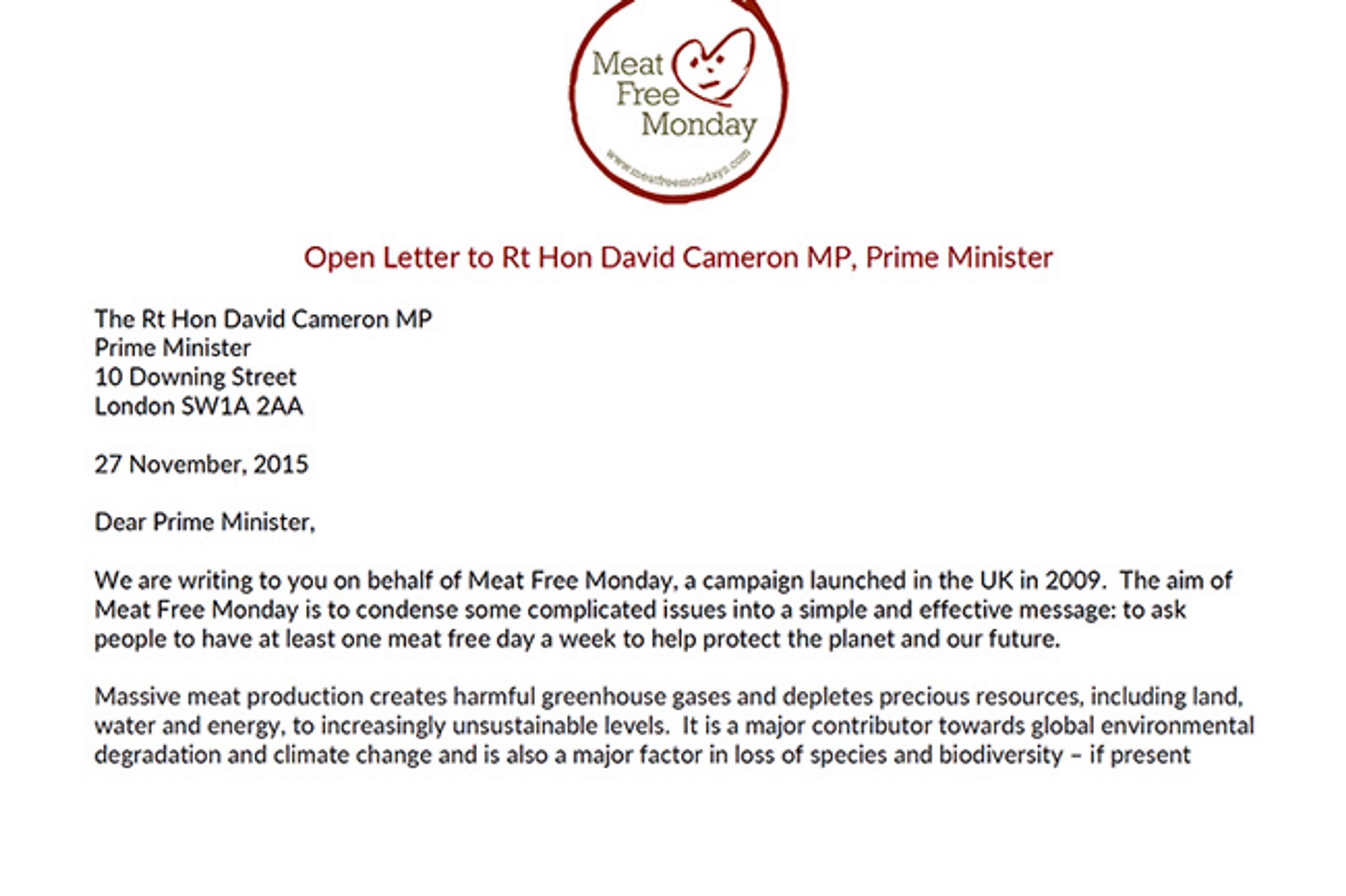 McCartney Family Ask UK PM to Raise Meat Reduction at COP21