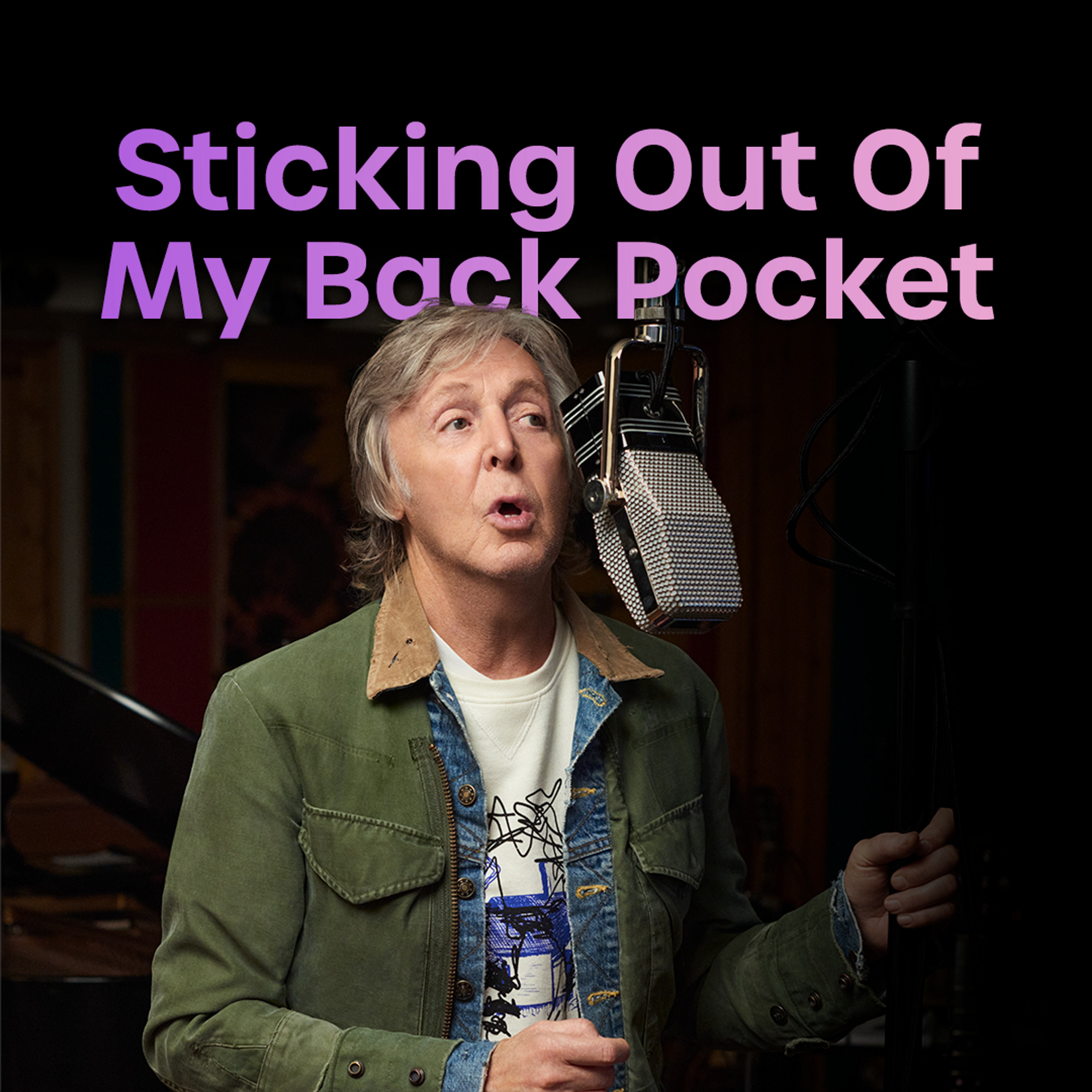 photo of Paul in the studio used for the 'Sticking Out Of My Back Pocket' playlist cover
