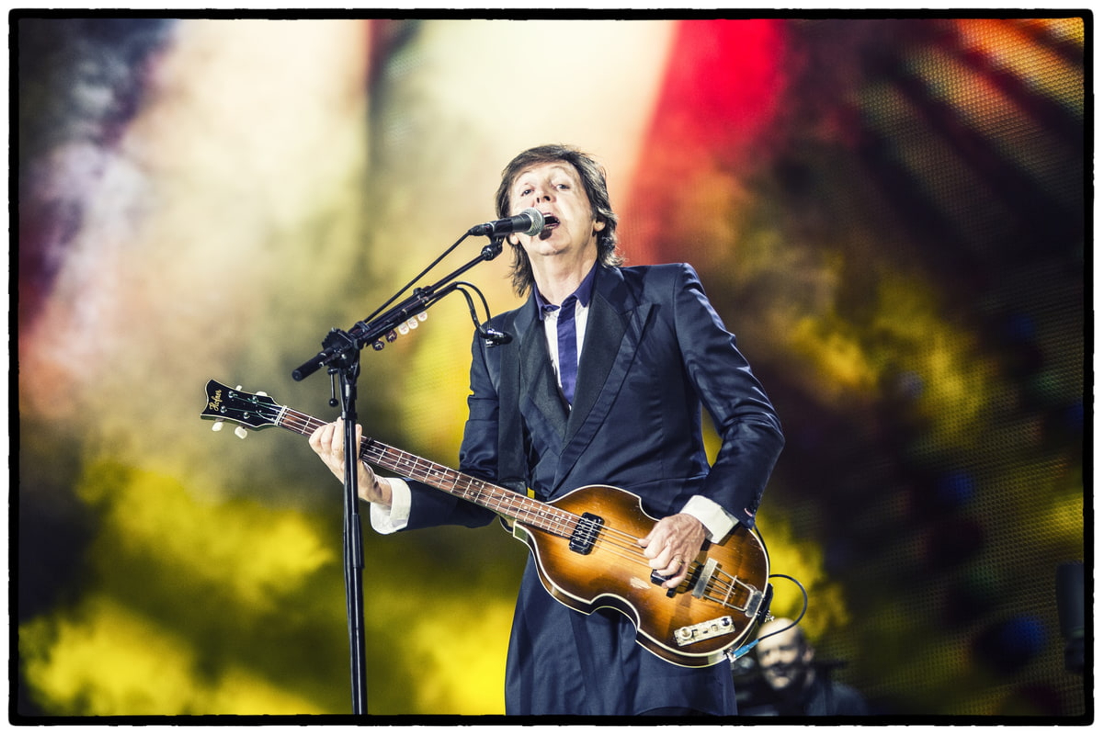 Paul with his Höfner bass, National Stadium, Warsaw, 22nd June 2013