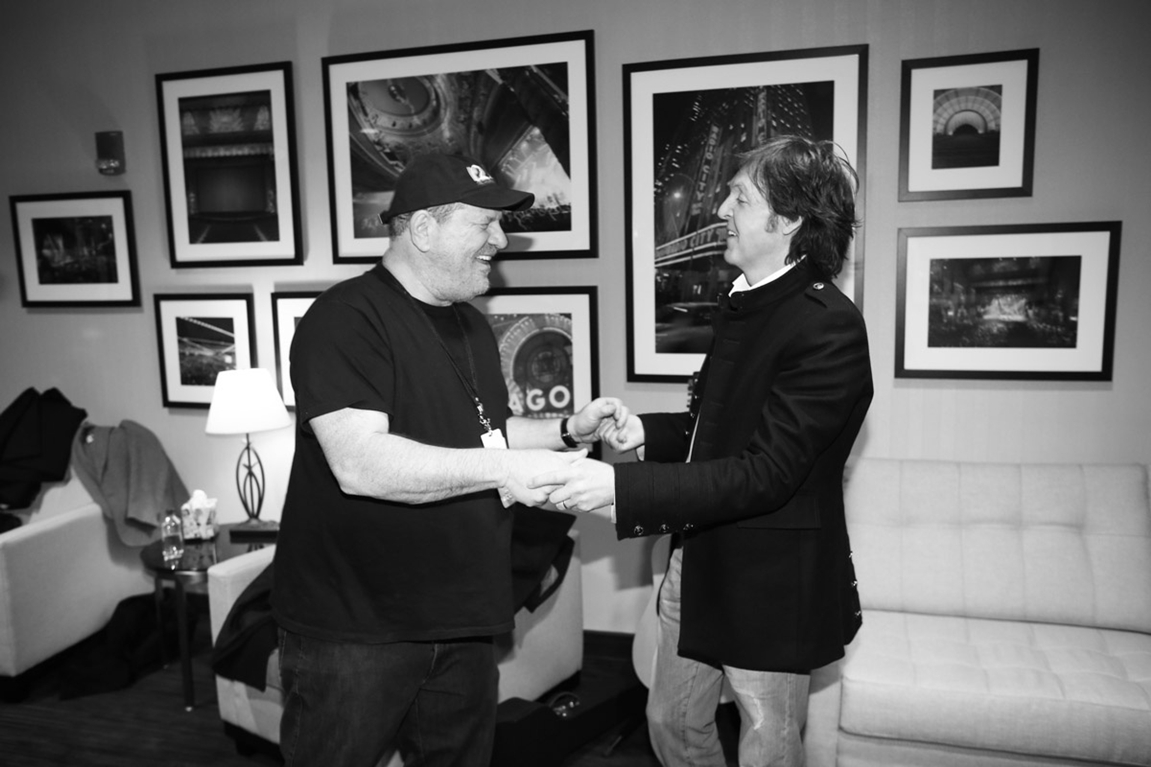 Paul backstage with Harvey Weinstein, 12-12-12 Hurricane Sandy Benefit, Madison Square Garden, NYC, 12th December 2012
