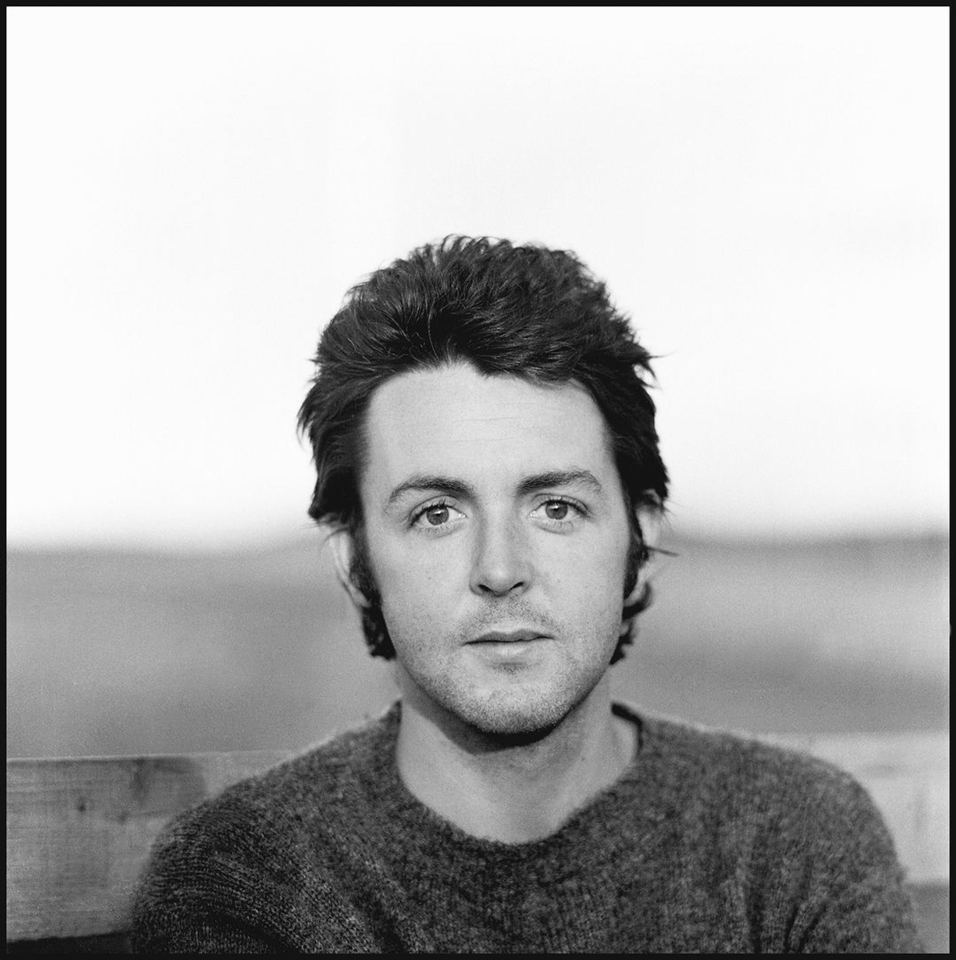Black and white portrait of Paul taken by Linda McCartney