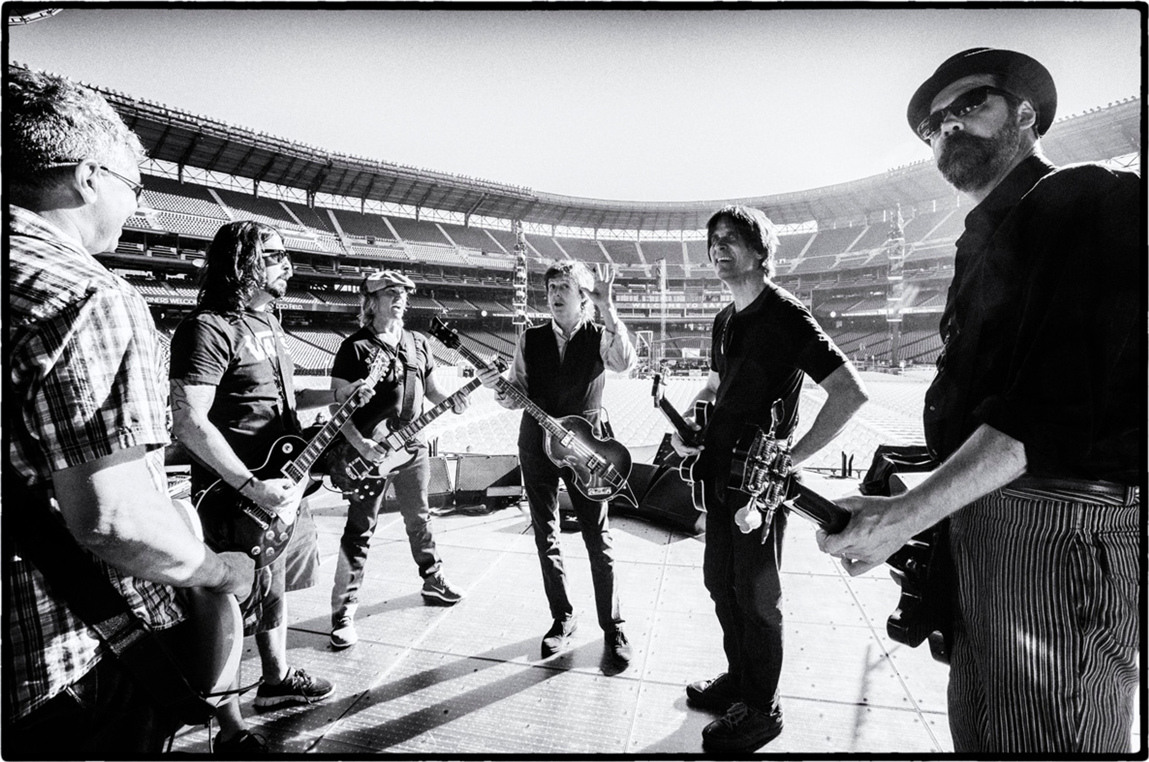Pat Smear, Dave Grohl, Brian, Paul, Rusty and Krist Novoselic, Safeco Field, Seattle, 19th July 2013