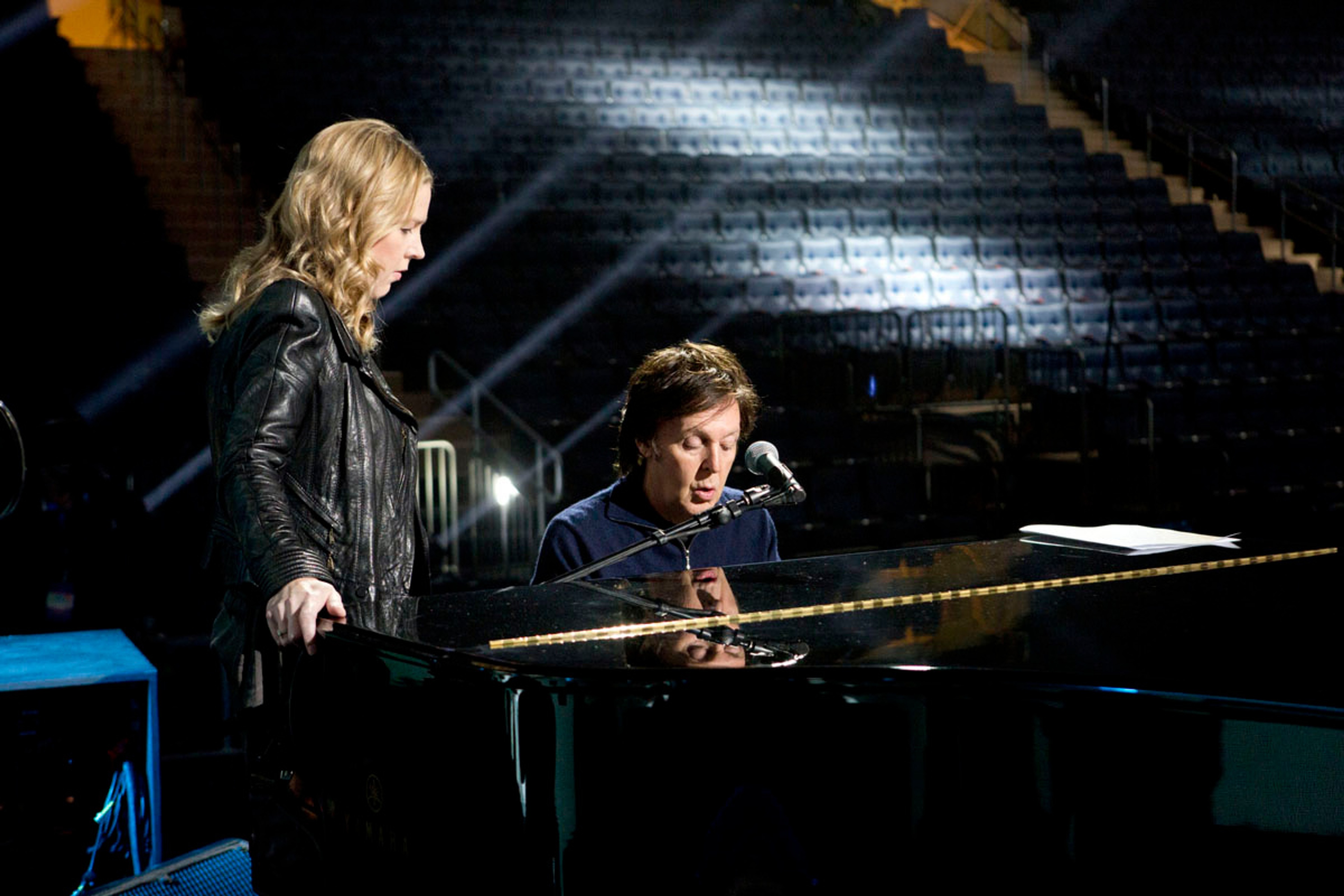 Diana Krall and Paul at rehearsals, 12-12-12 Hurricane Sandy Benefit, Madison Square Garden, NYC, 11th December 2012