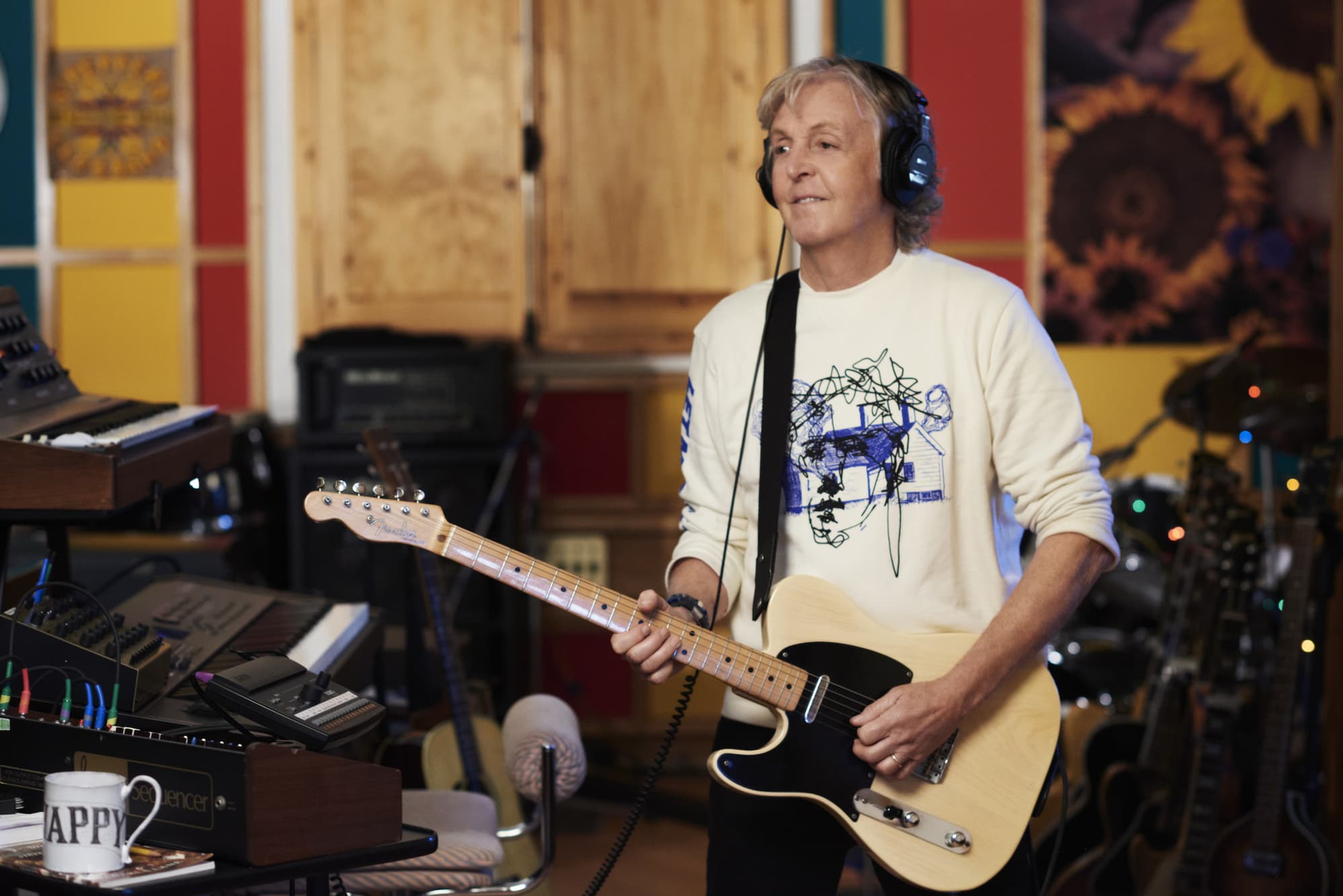 Photo of Paul in his Sussex studio recording 'McCartney III'