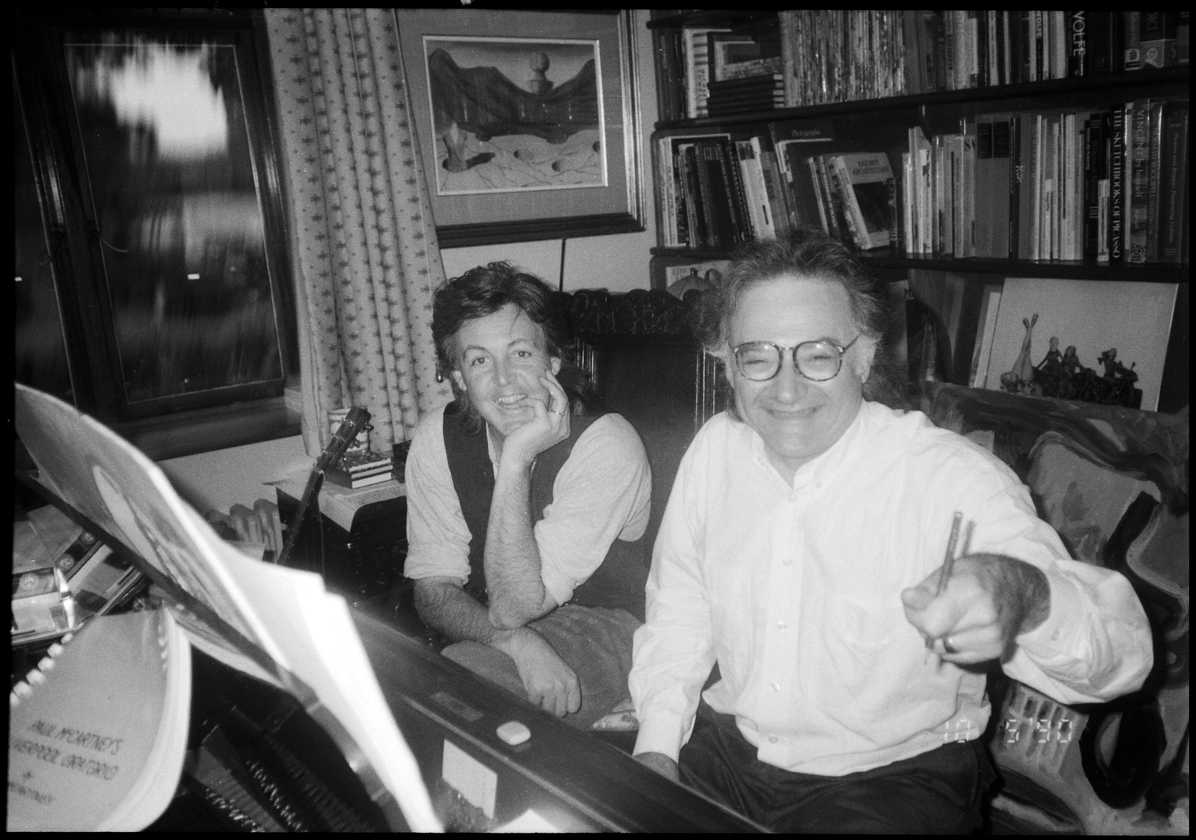 Paul with composer Carl Davis at the piano