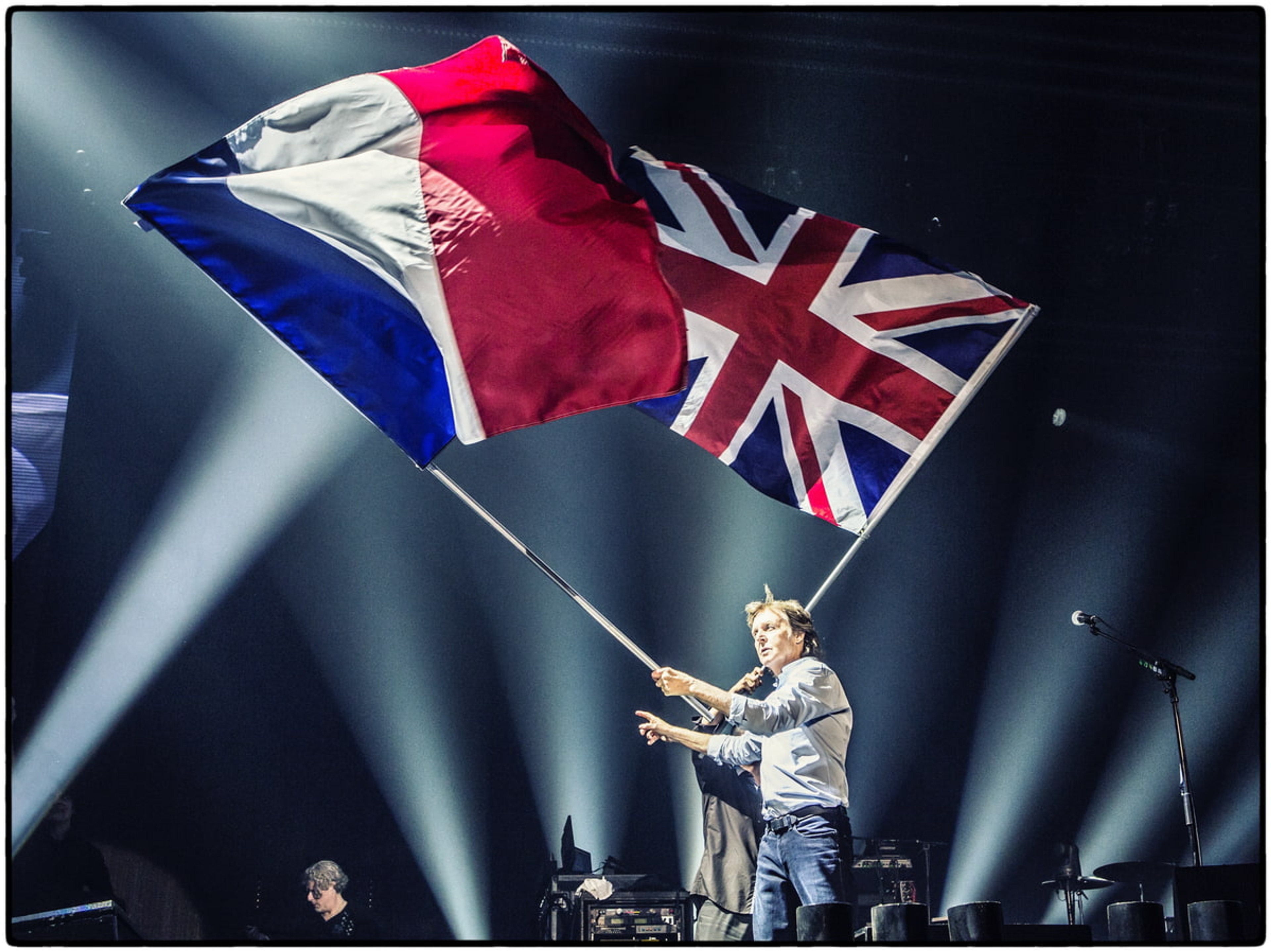 French and British flags flying in Paul's Paris show
