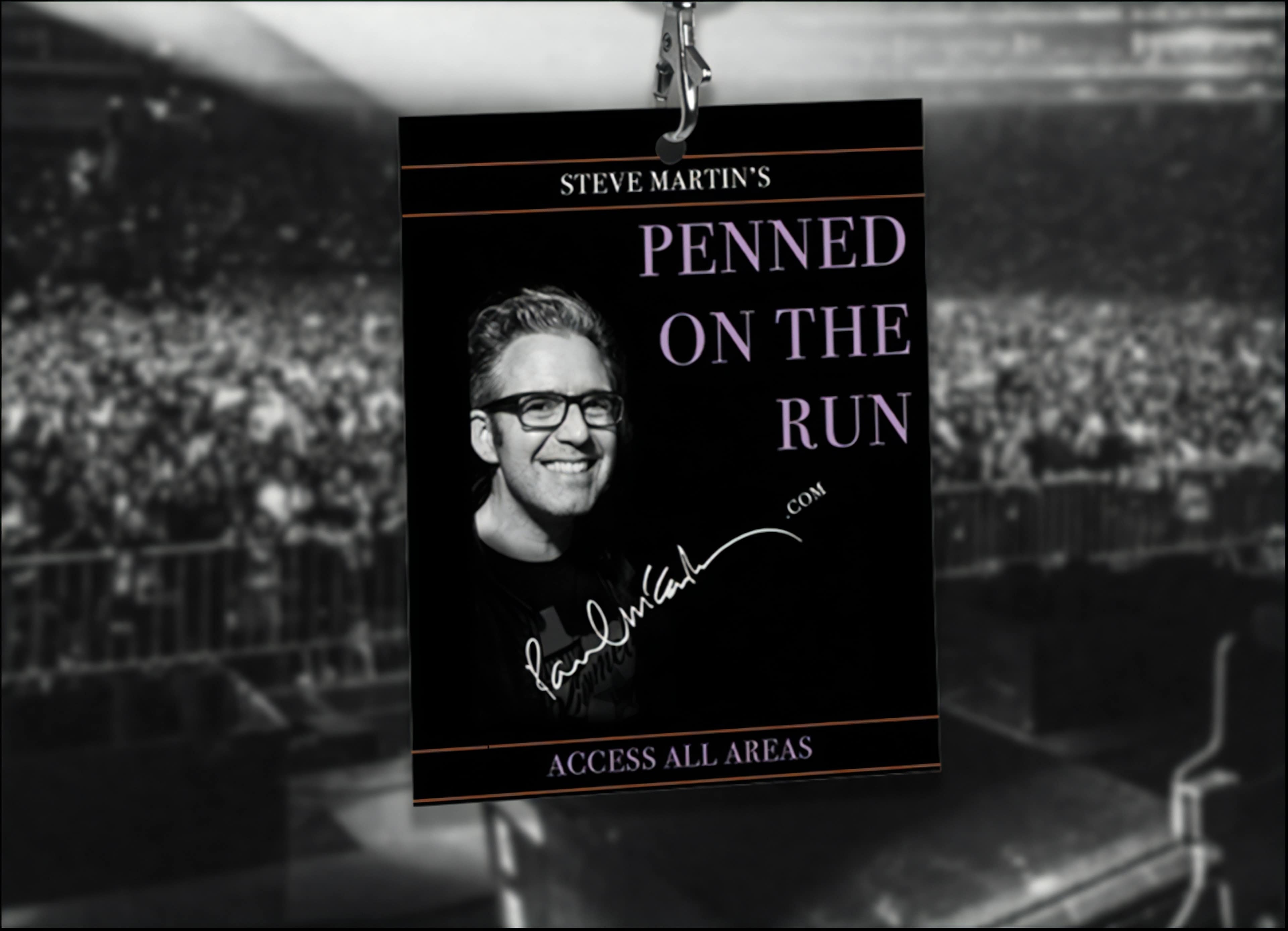 'Penned On The Run' graphic featuring Steve Martin