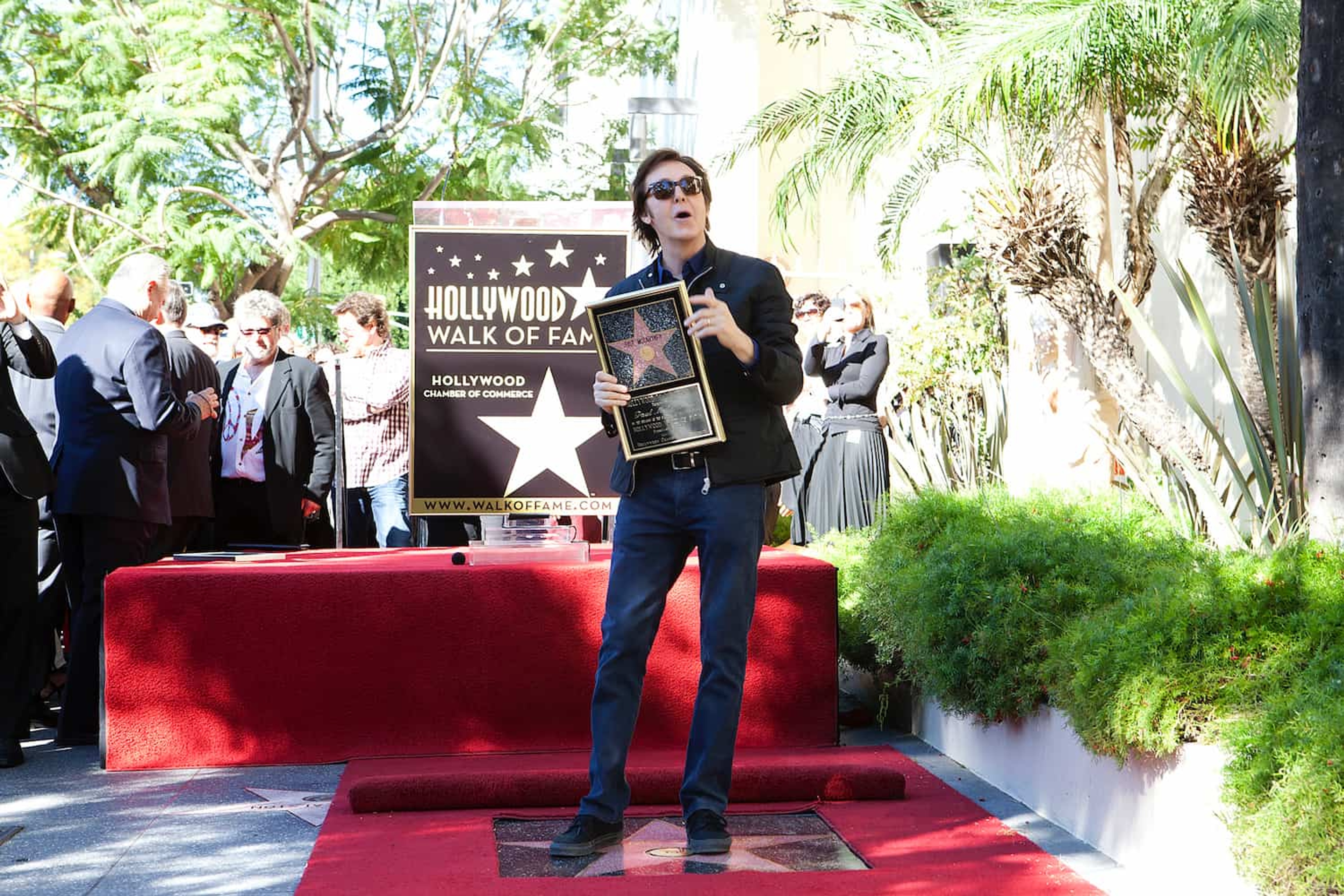 Photo of Paul receiving his Hollywood Hall of Fame star. 