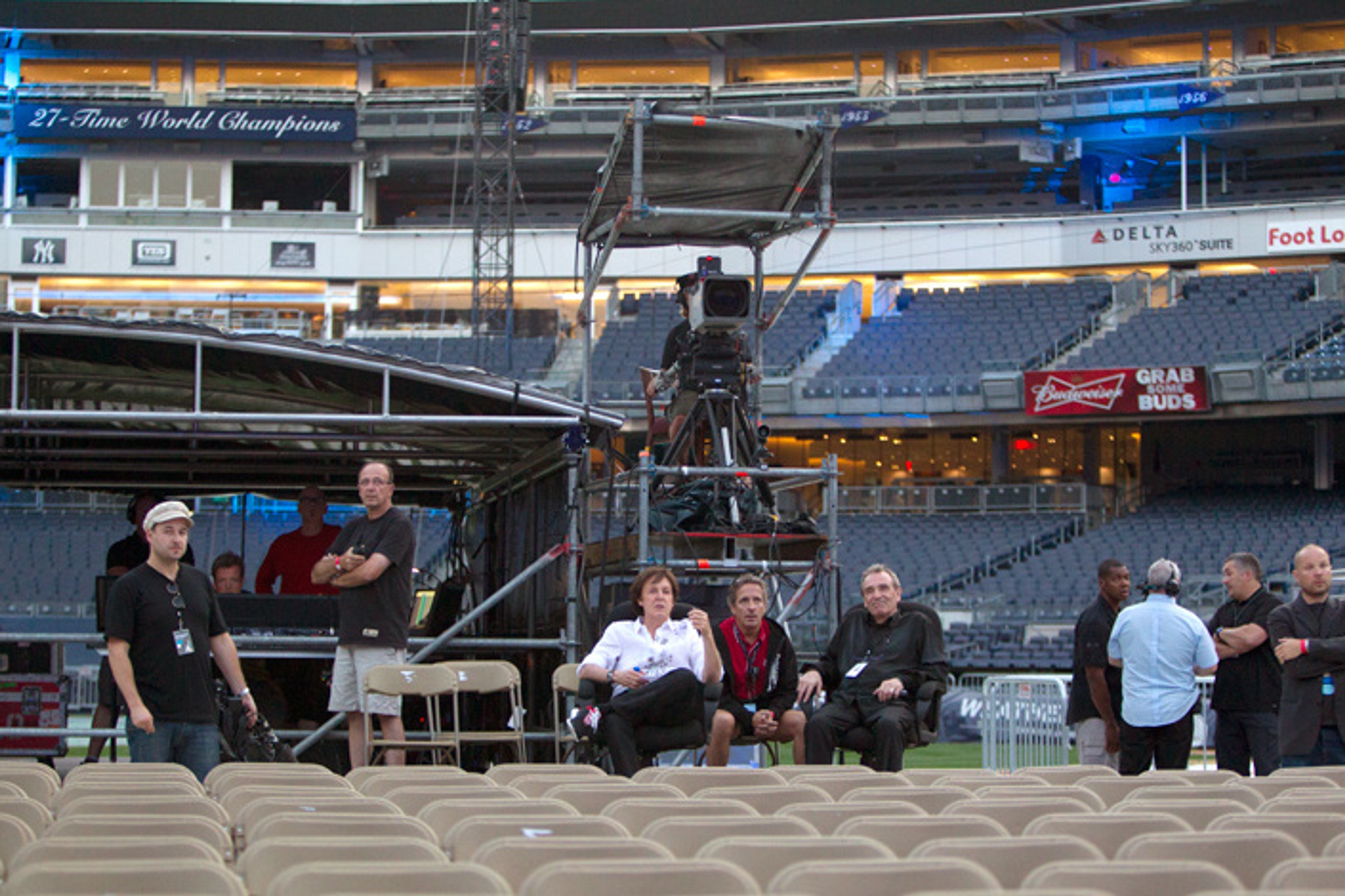 Rehearsals for the first date of Paul&#39;s 'On The Run' tour at Yankee Stadium, NYC, 14-Jul-11