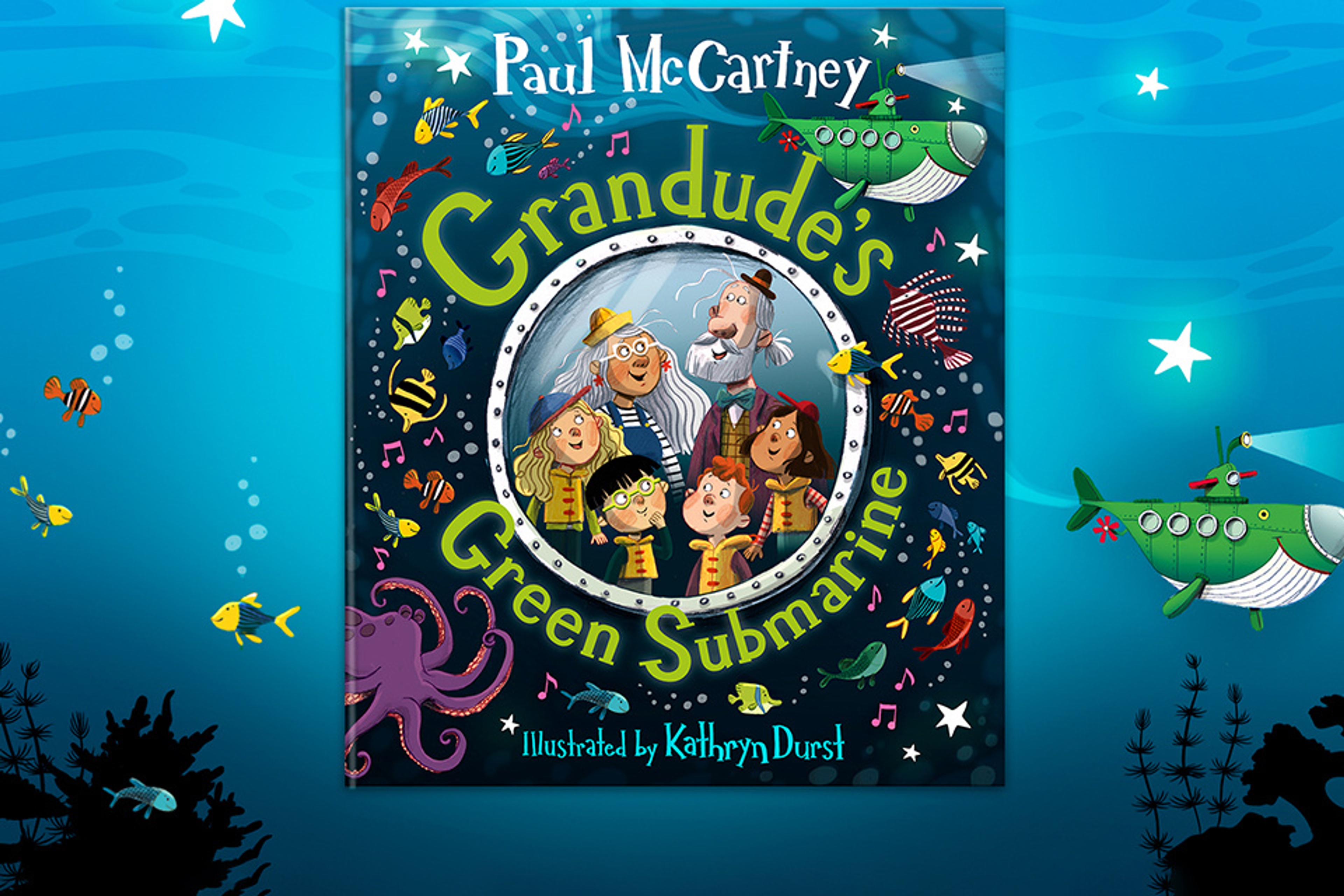 'Grandude’s Green Submarine' book cover; the sequel of Paul's children's picture book 'Hey Grandude!'