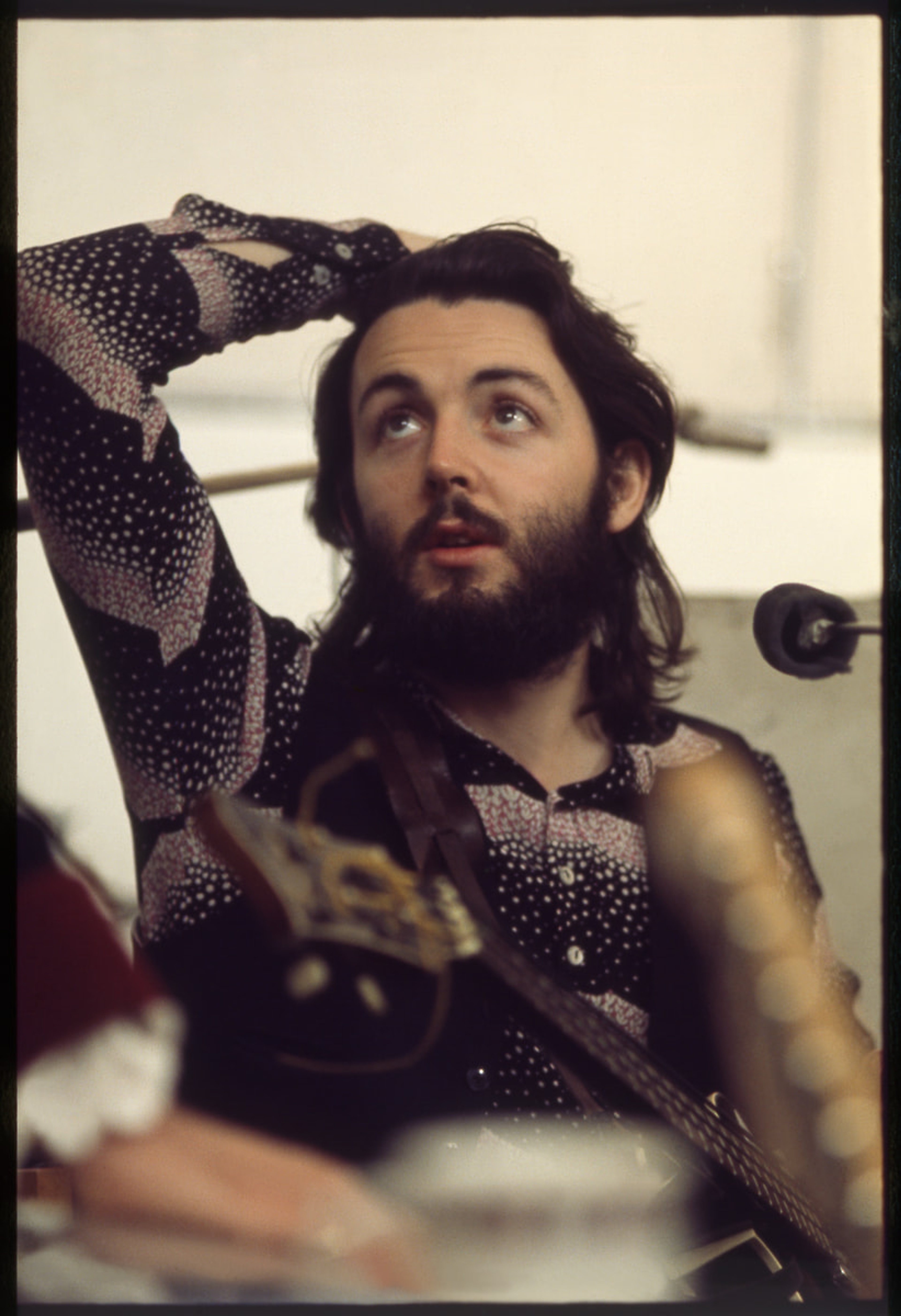 Paul during a Beatles recording session at Apple Studios, London, 1969. Photo by Linda McCartney