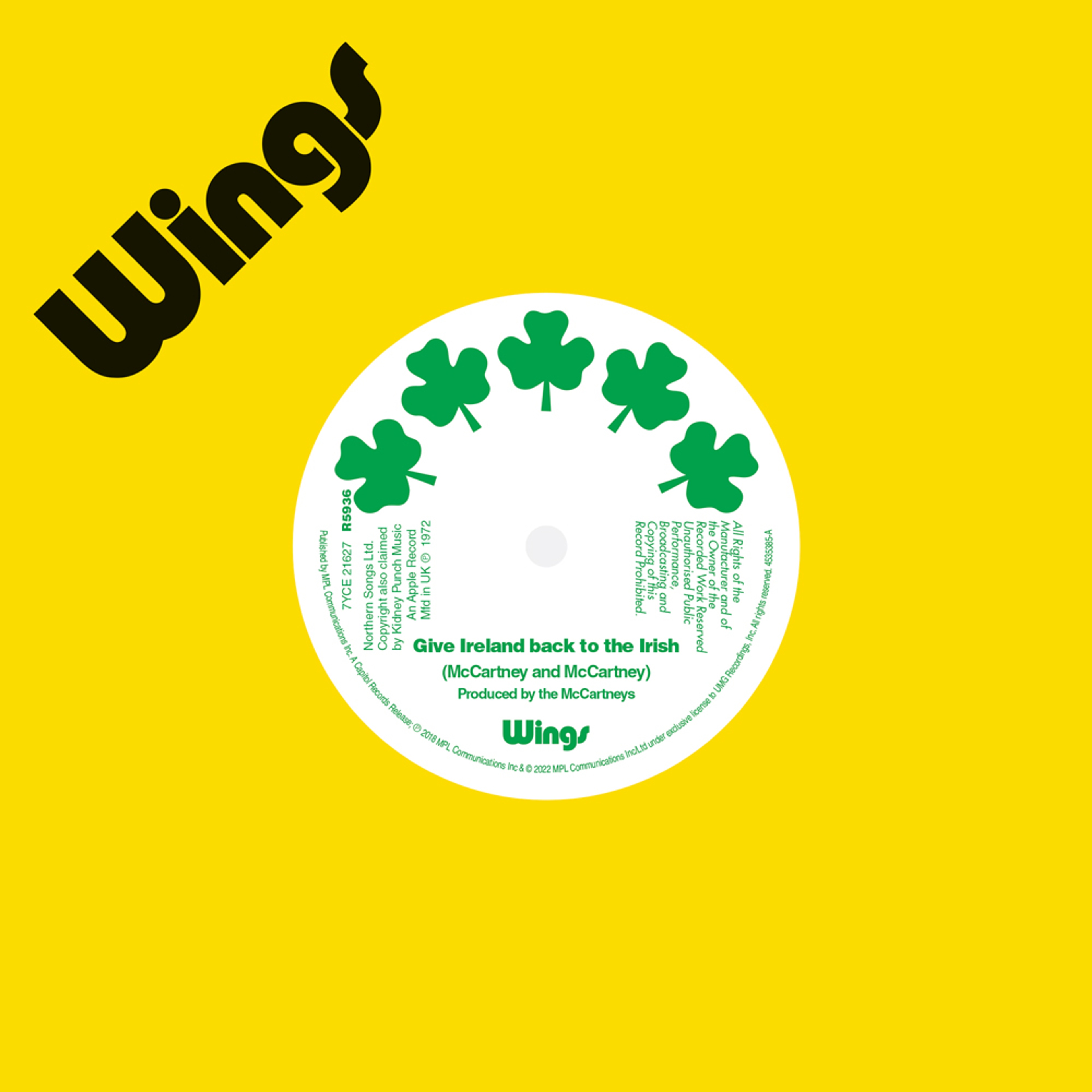 “Give Ireland Back To The Irish” Single artwork as featured in 'The 7" Singles Box'