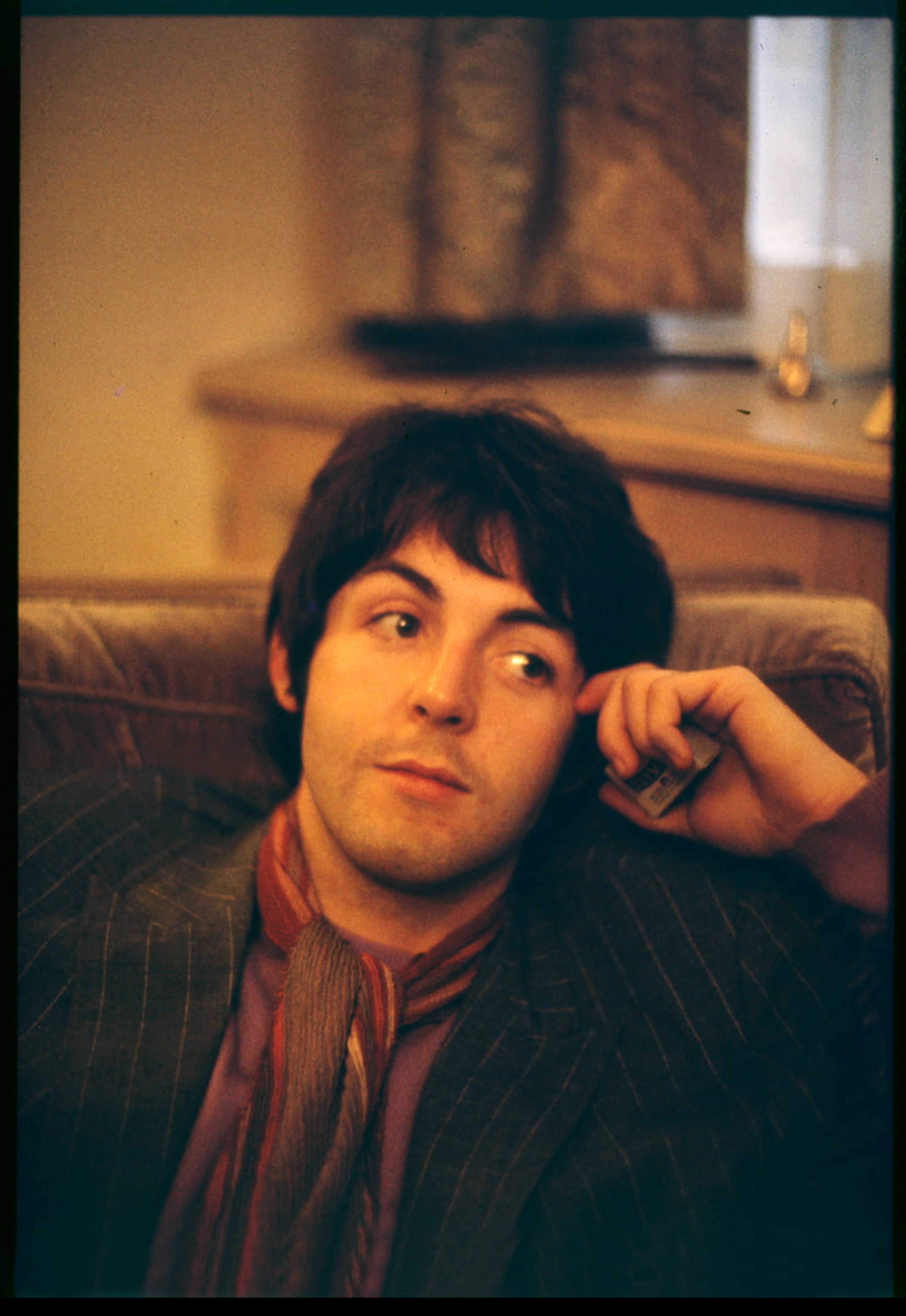During the press launch for Sgt. Pepper's Lonely Hearts Club Band and the first time Linda McCartney (née Eastman) photographed Paul. London, 19th May 1967