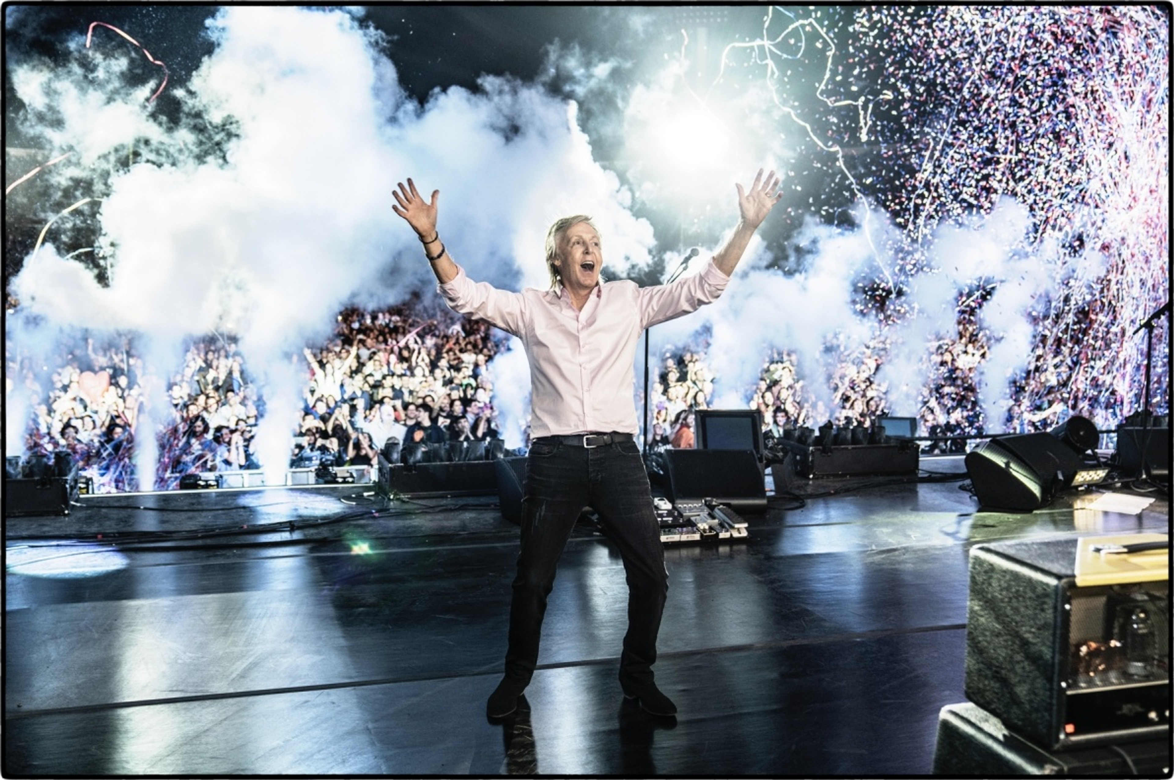 Paul celebrating at the end of first 2019 Freshen Up Tour show.