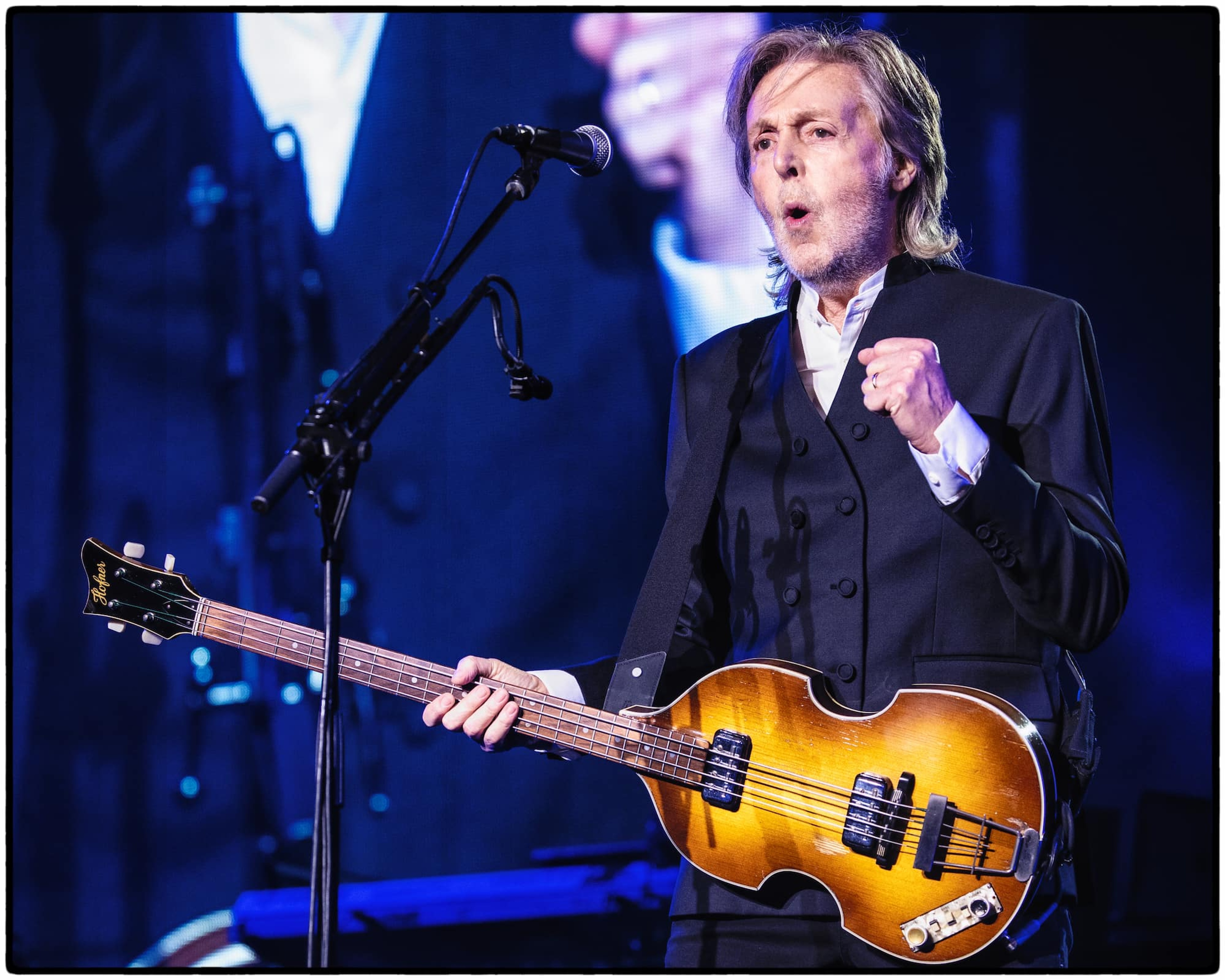 Photograph of Paul McCartney during the opening night of the 2023 GOT BACK tour in Adelaide