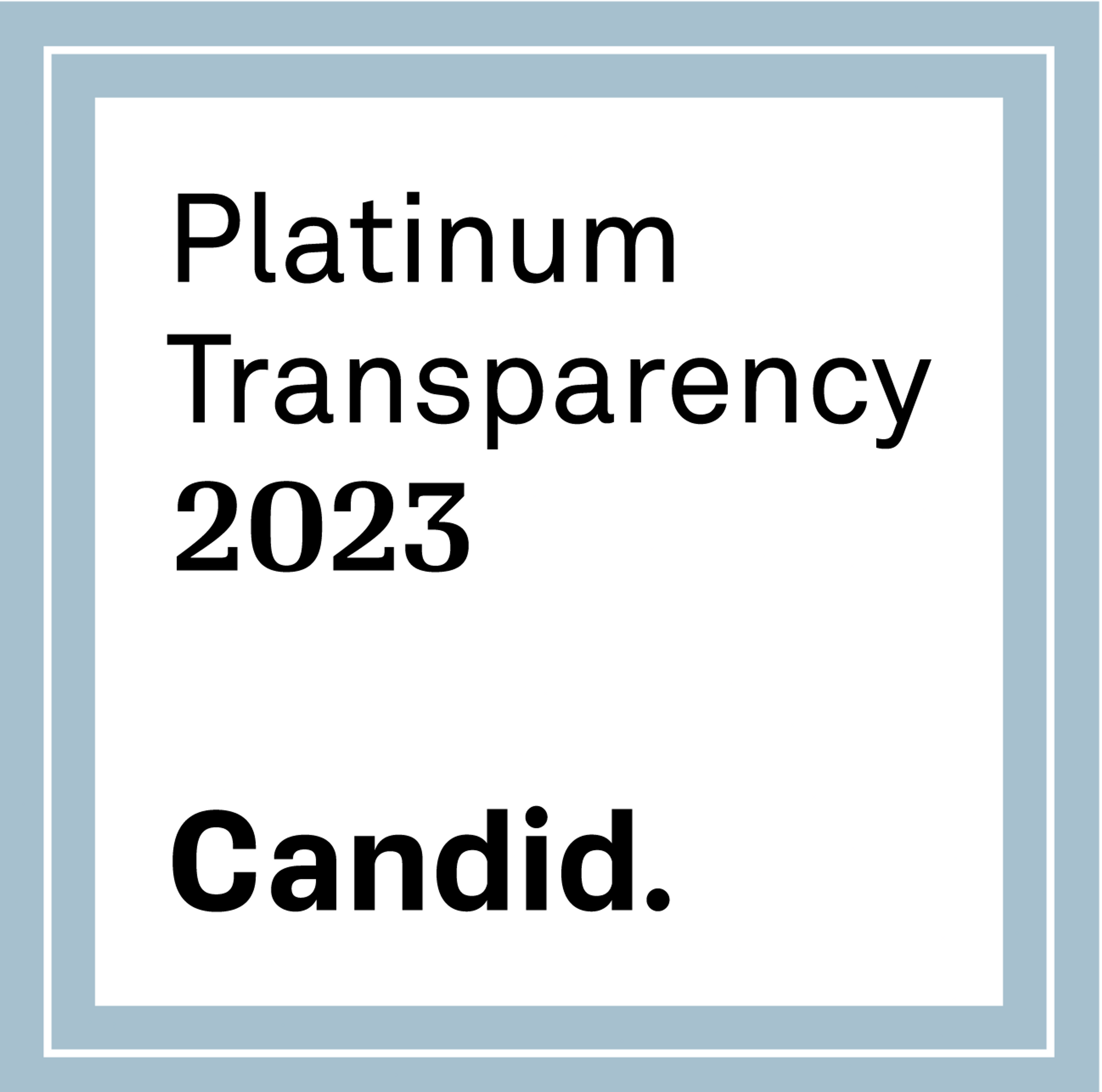 Guidestar Candid Platinum Transparency 2023 Certification Logo