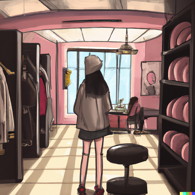 DALL·E 2022-12-20 16.26.38 - a customer from behind in a clothing store, digital art.png