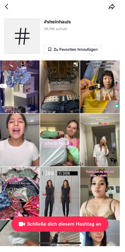 Beispiel TikTok Hashtags