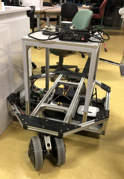 A mobile robot being developed in the lab