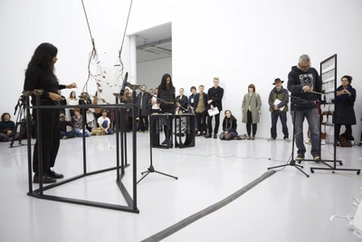 Ida-Ida opening performance by Te Coolies (Stefan Neville, Tina Pīhema, Sjionel Timu). Installation view at Spike Island, Bristol, 2019