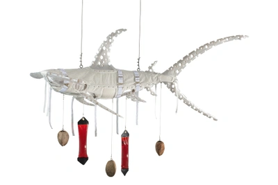 Ashley Bickerton, Albino Shark artwork from 2008 showing a suspended white shark