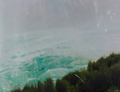 Isaac Sullivan NFT, Niagara Falls (2020-22), Generative NFT and oil on canvas, duration: 16 sec, painting size 60 x 100 cm.