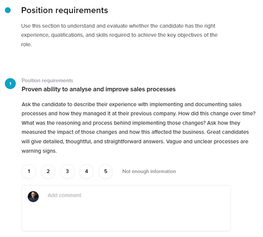 example position requirements - hiring scorecard - Wisnio