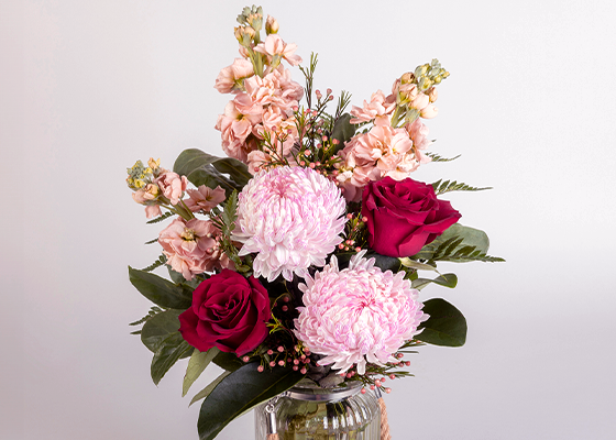 Rose & Disbud Vase Arrangement