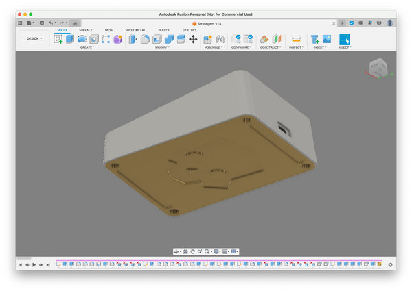 Bottom view of Macropad inside of Fusion 360 featuring Helldivers 2 Logo