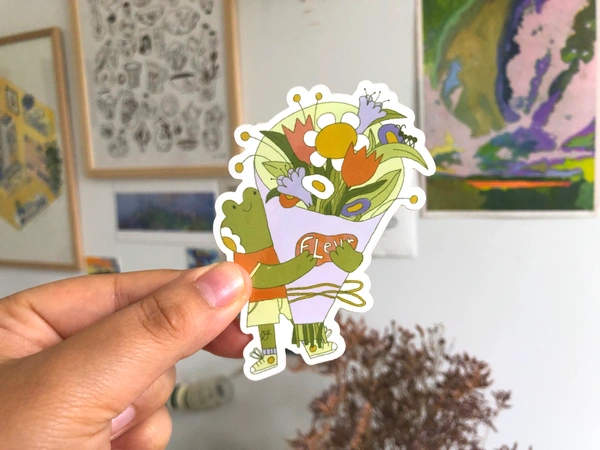 Stickers grenouille à fleurs