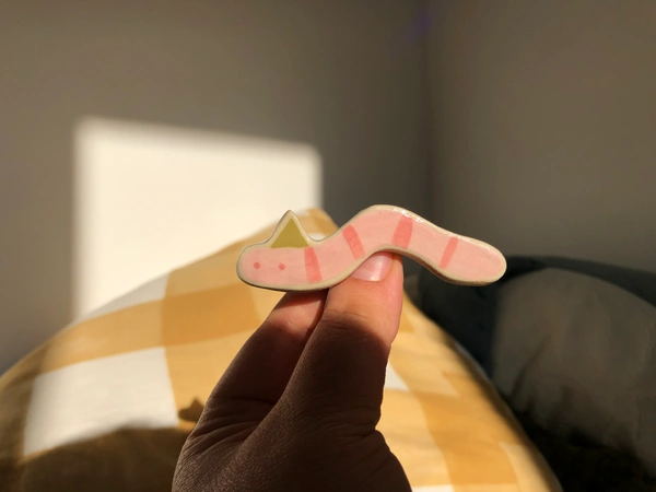 Broche ver de terre en fête 