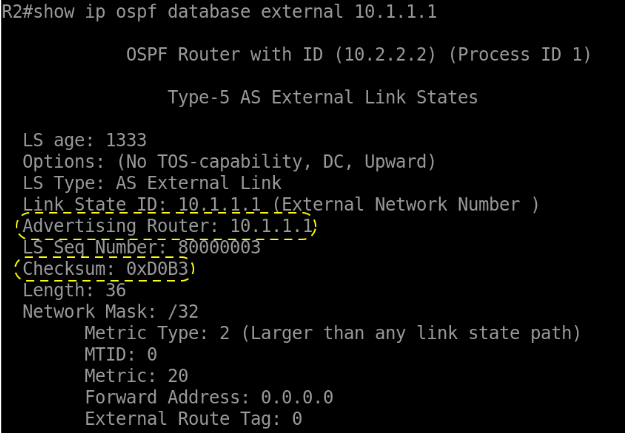 ASBR floods Type 5 LSA throughout the OSPF domain unchanged