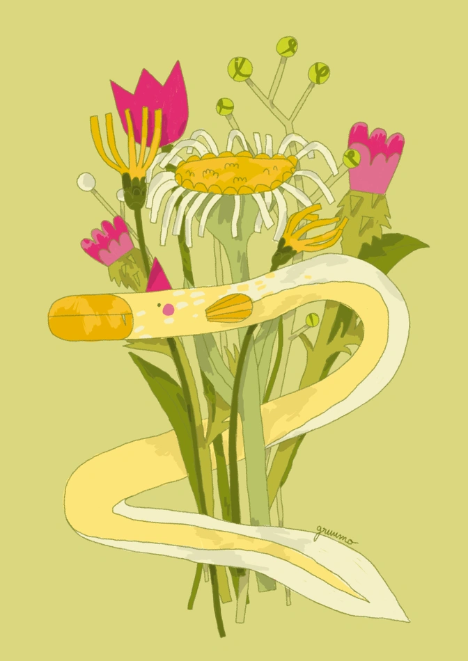 Illustration murène fleurie