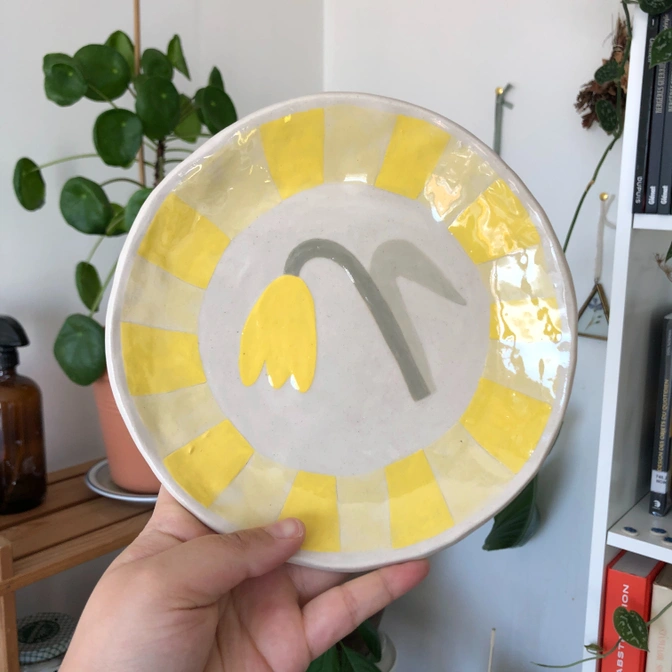 Assiette tulipe jaune