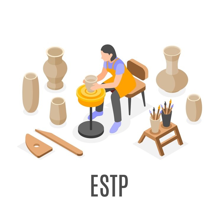 Ilustrasi tipe kepribadian ESTP (The Entrepreneur) menurut tes MBTI.