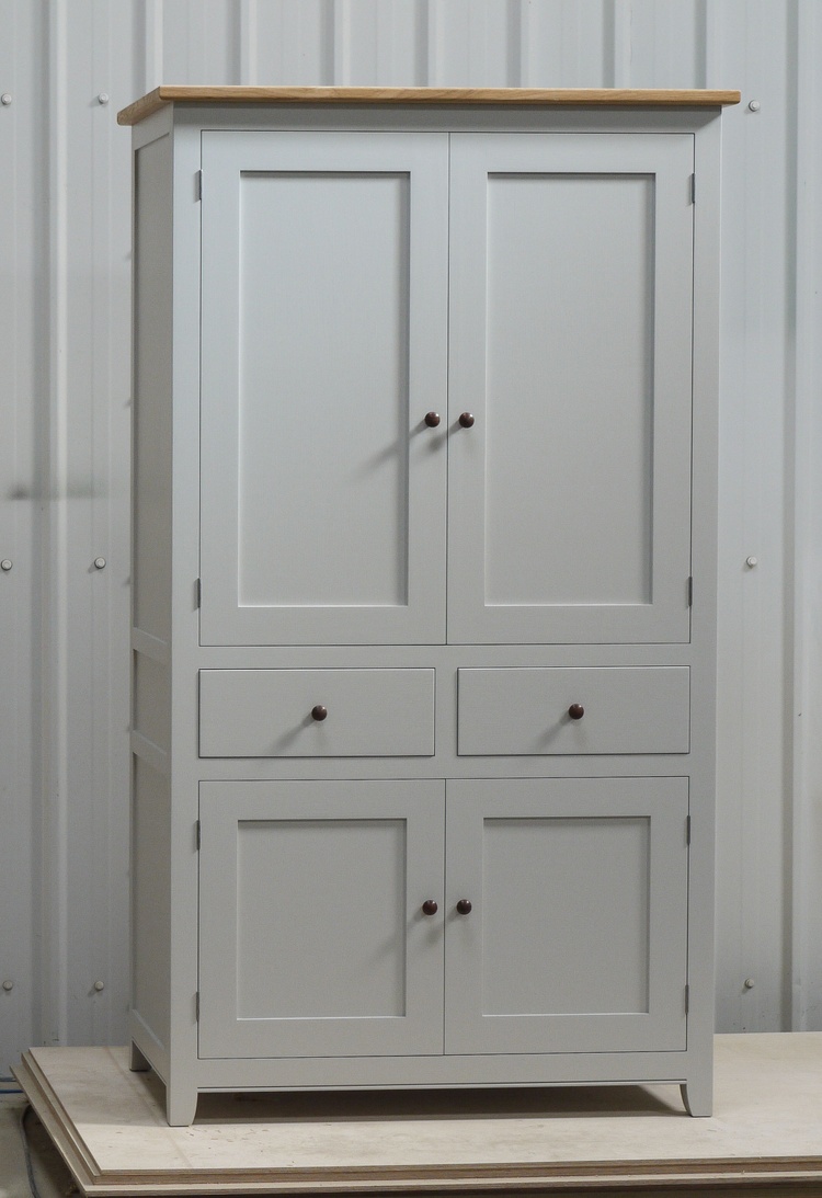 freestanding larder cupboard, oak spice racks, oak dovetailed draws