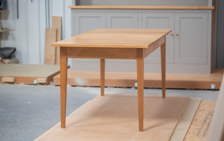 Extending European Oak Kitchen / dining Table, with folding leaf mechanism