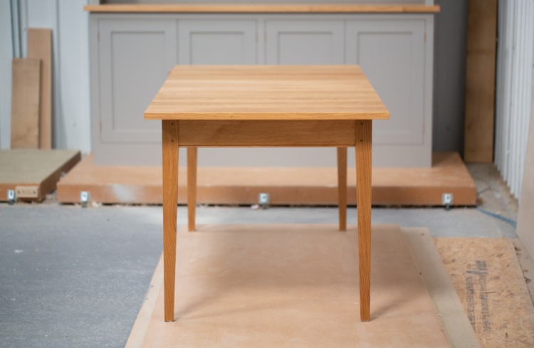 Extending European Oak Kitchen / dining Table, with folding leaf mechanism