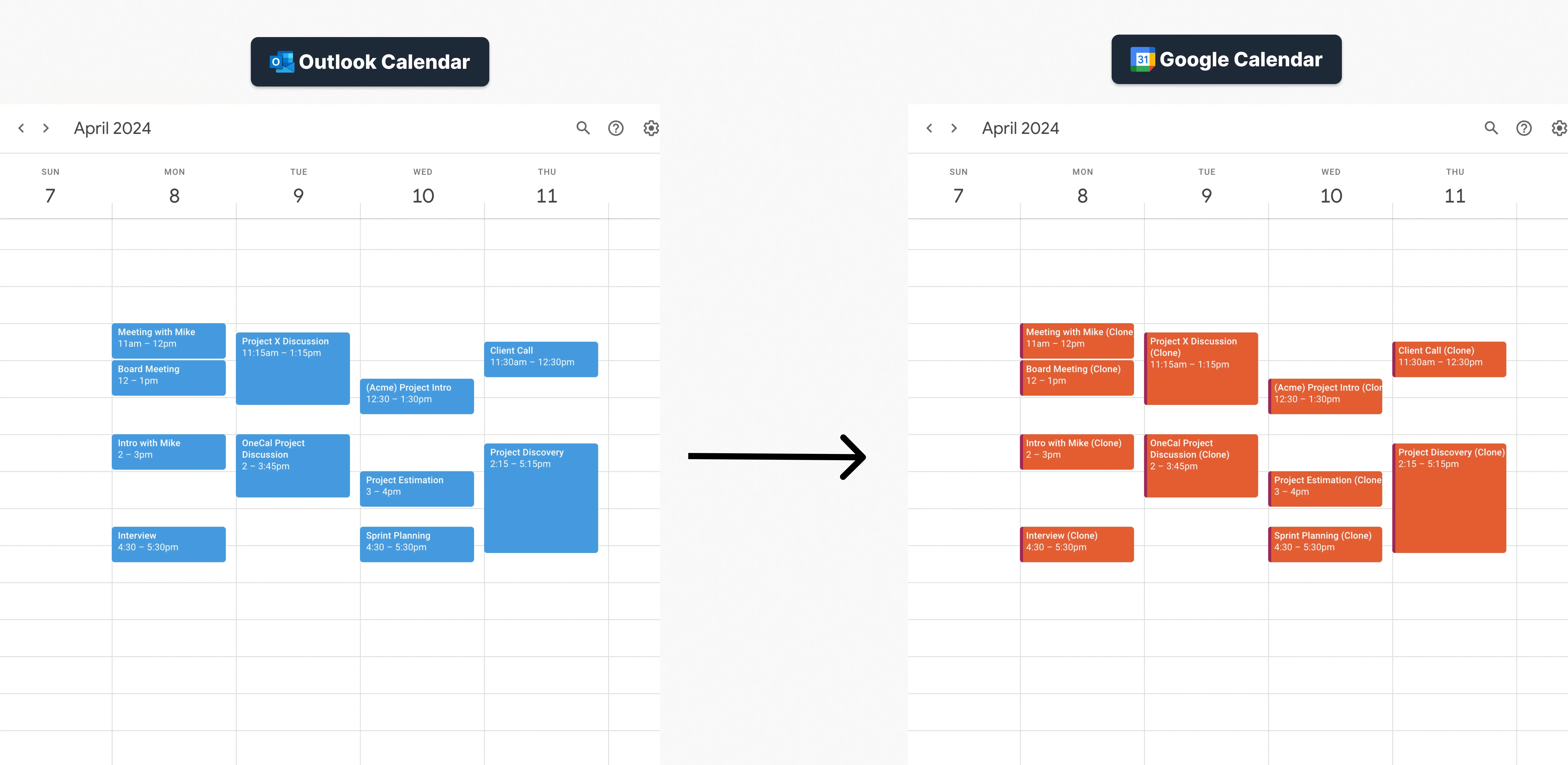 Illustration on how to sync Outlook to Google Calendar