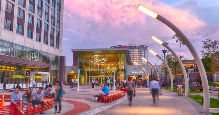 A scene out of an outdoor maill in Fairfax, Virginia